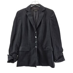 Escada Wool Blazer Size 6 (36) Charcoal Gray Longer Length Designer Quiet Luxury